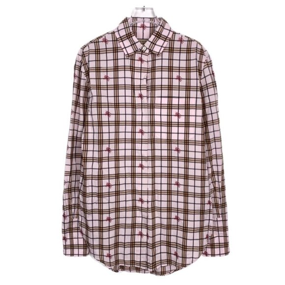 Burberry Pink Equestrian Check Long Sleeve Shirt - Picture 1 of 8